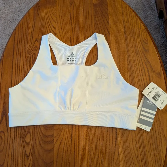 Adidas Soft Touch White Sports Bra, Size L - NEW - Picture 8 of 9